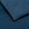 Édredon en lin et coton 100x180cm piquage pompons - bleu figuerolles-ELINA