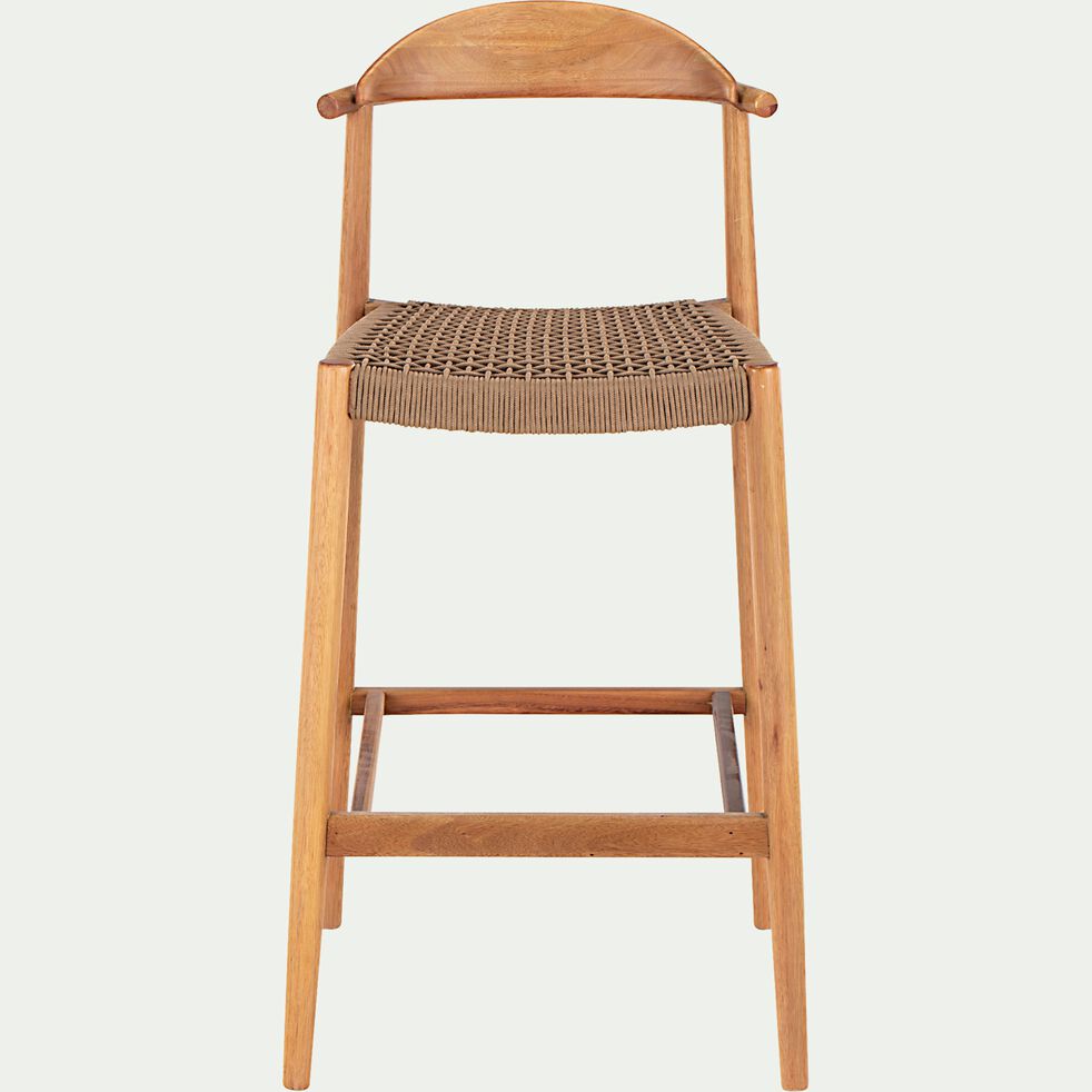 Chaise de bar en bois et corde H75cm - naturel-ZAMPIL