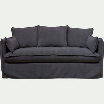 Canapé 3 places fixe en tissu - gris ardoise-KALISTO