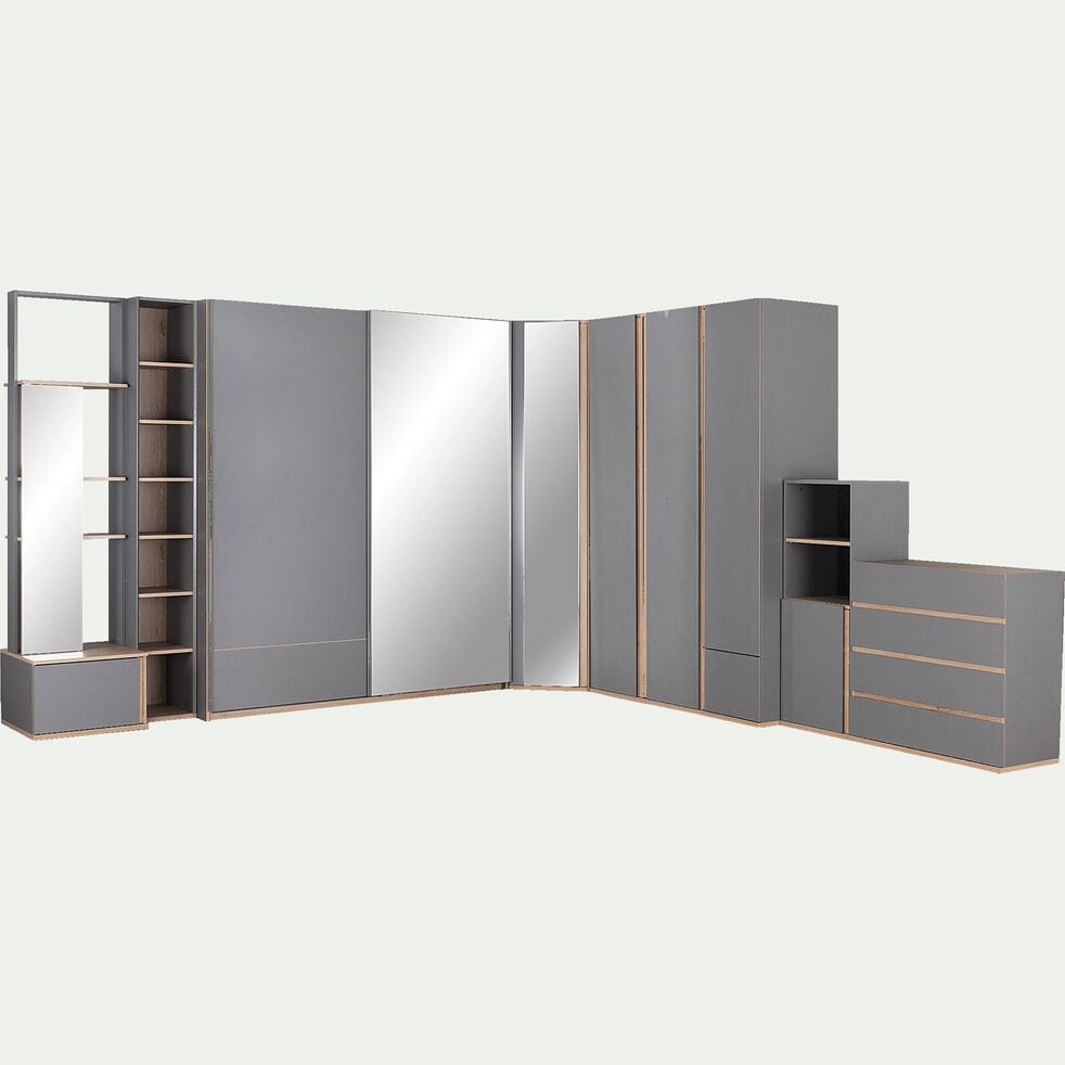 Armoire Dressing Avec 2 Portes Coulissantes Effet Chene Gris