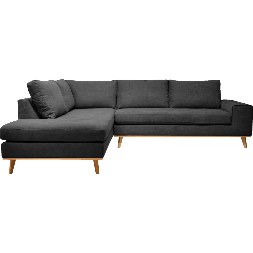 Canape D Angle Fixe Gauche En Tissu Anthracite Picabia Canapes