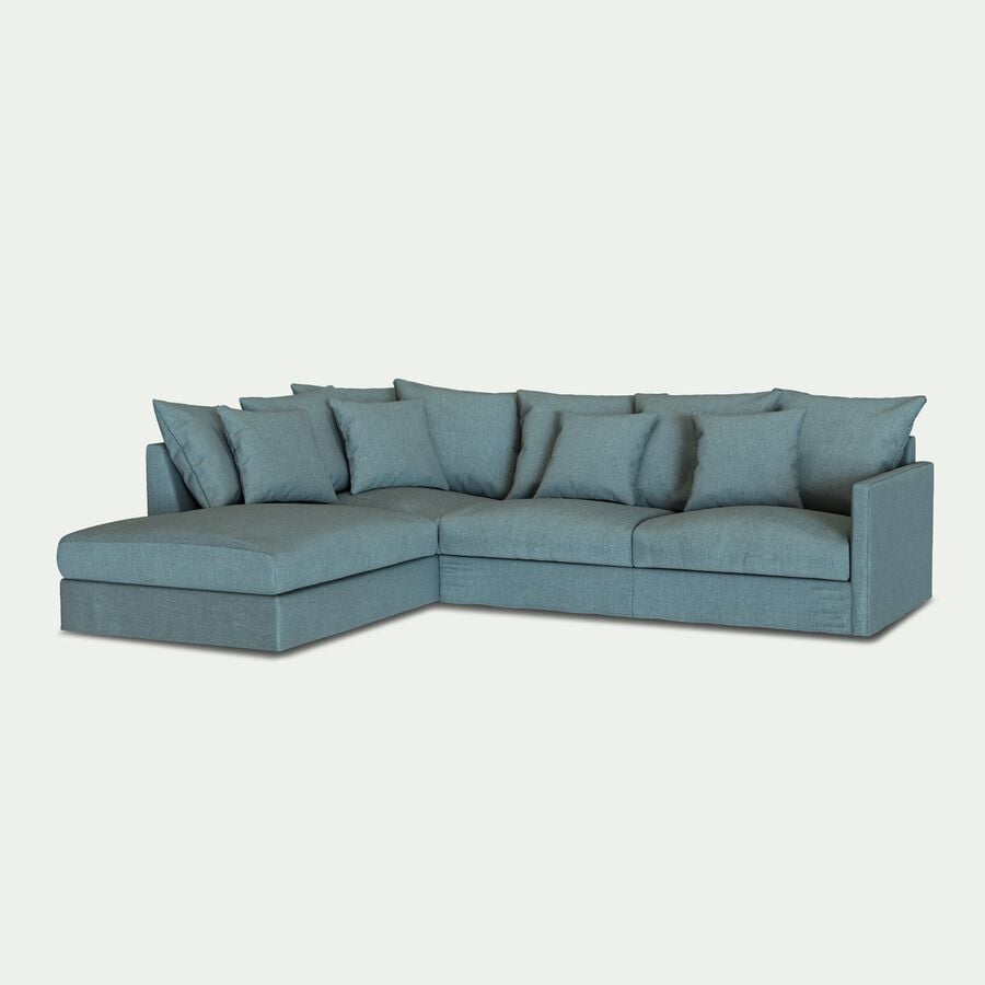 Canapé d'angle fixe gauche en tissu - bleu calaluna-SIMONA