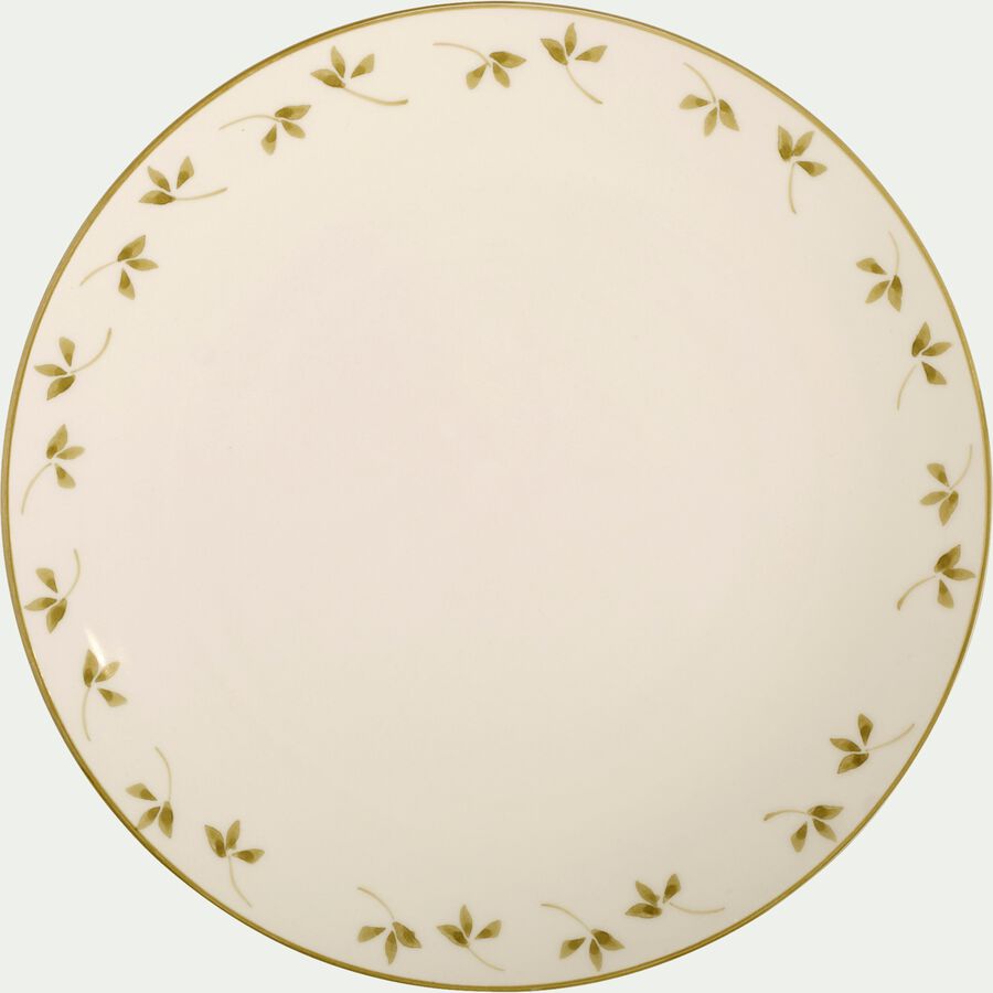 Assiette plate à motif floral en faïence D27cm - vert-MELINA