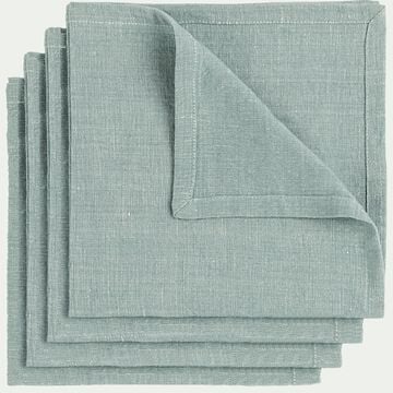 Lot de 4 serviettes de table en lin et coton - bleu calaluna-SIL