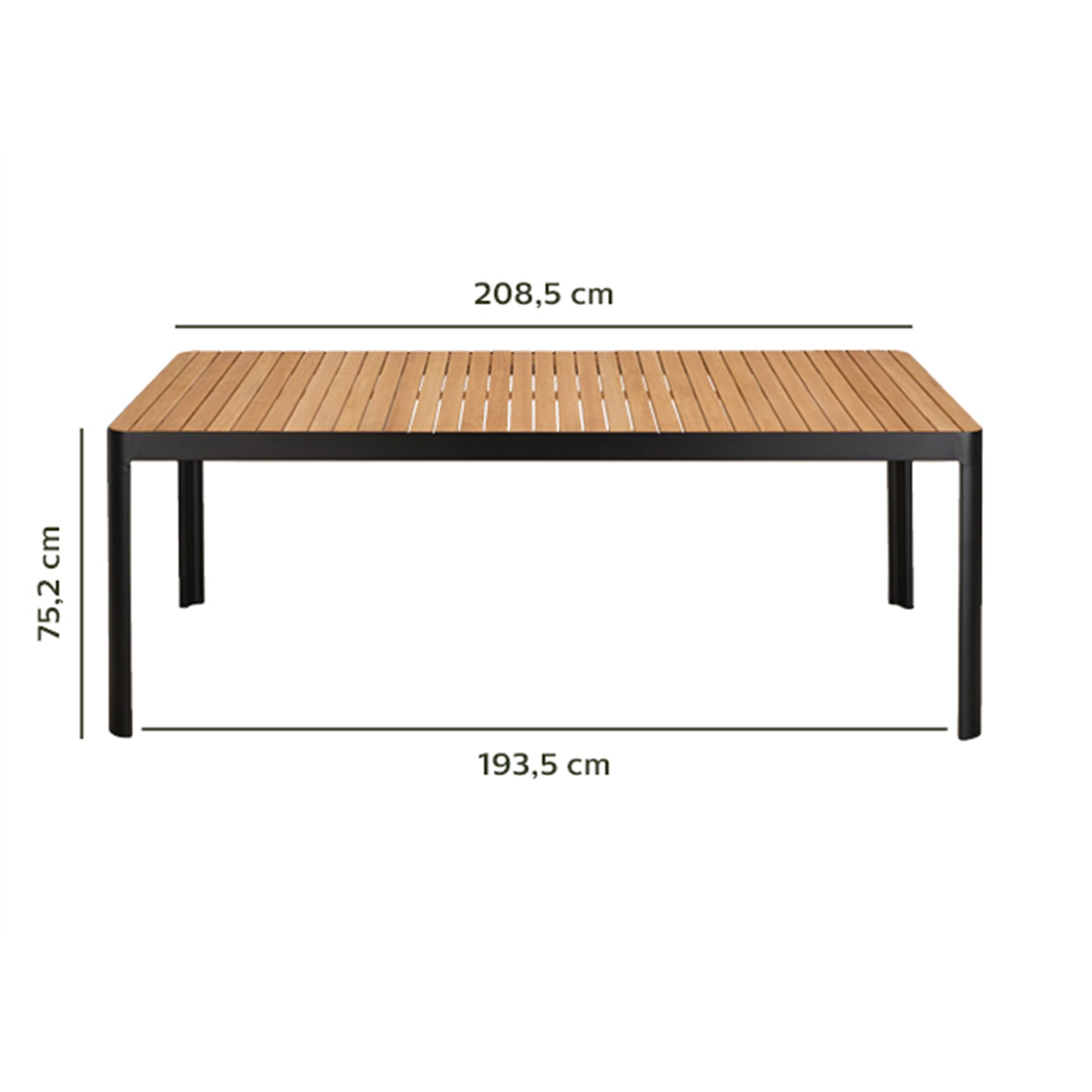 Table de repas jardin en aluminium et teck - bois clair (8 places)-TASTA