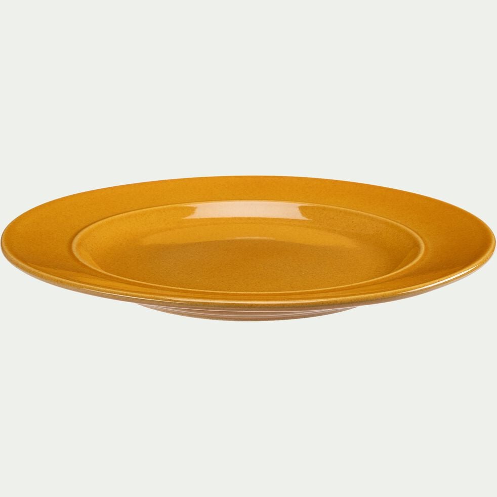 Assiette plate en grès D27,4cm - jaune-ANO