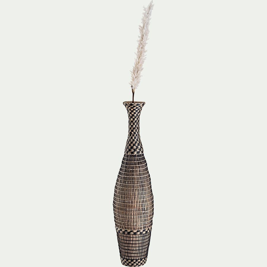 Grand vase en bambou et jonc de mer tressé D20xH84cm - noir-AGANTA