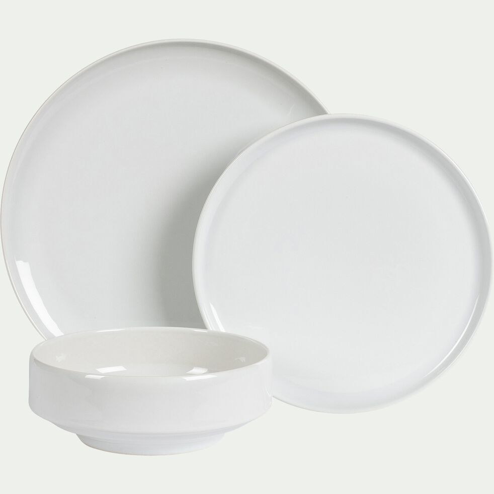 Assiette plate en porcelaine D27cm - blanc ventoux-VADAM