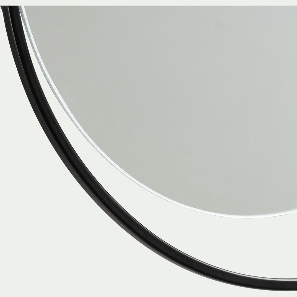 Miroir graphique rond en métal noir D30cm-ROMY
