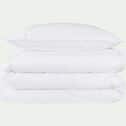 Lot de 2 taies d'oreiller en percale de coton - blanc 65x65cm-FLORE