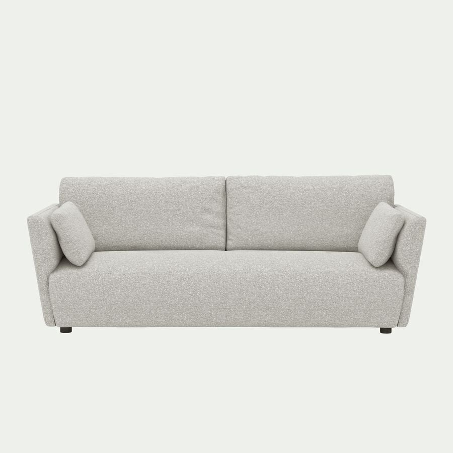 Canapé 4 places en tissu bouclette - gris clair-STEVIA