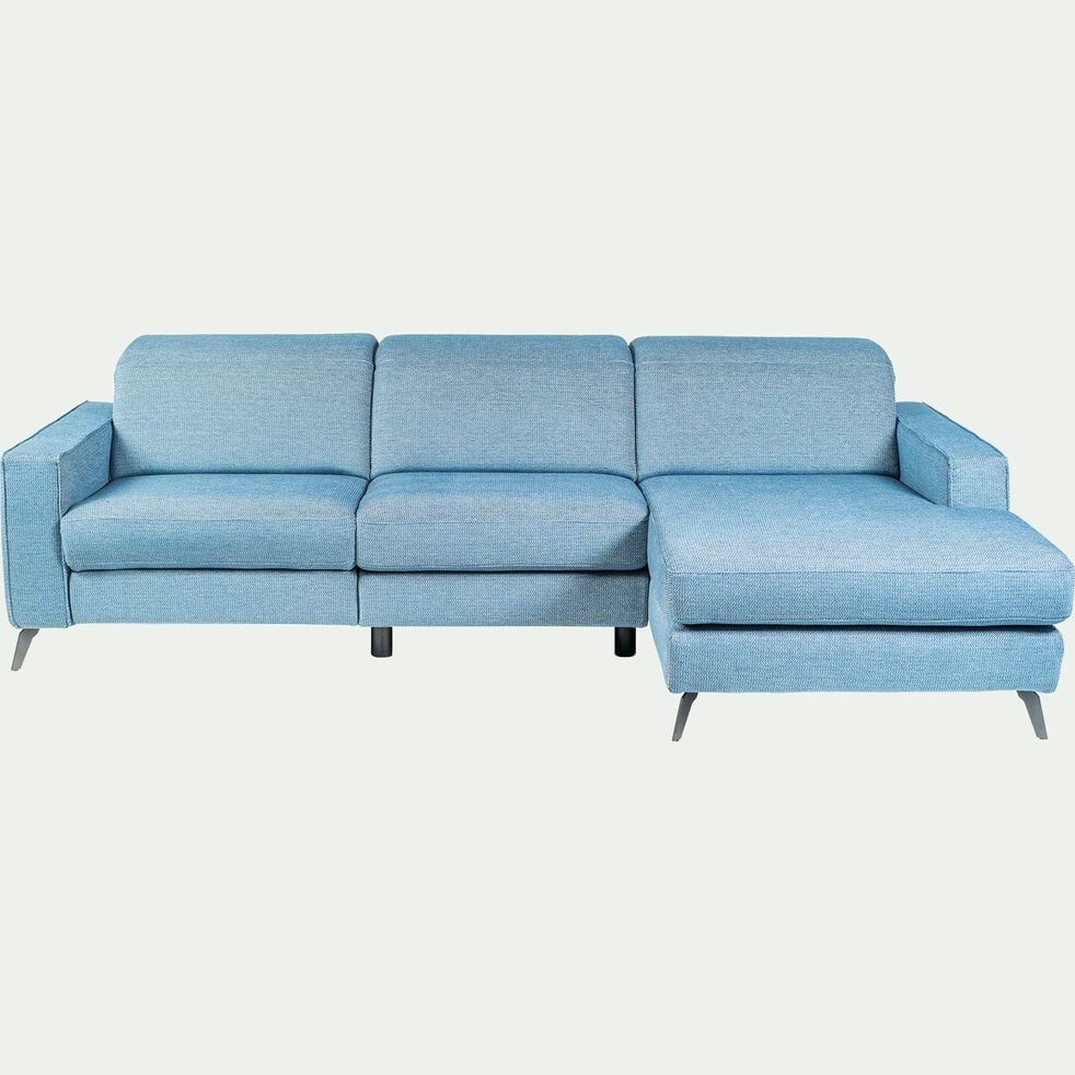 Canapé d'angle droit fixe en tissu dallas - bleu autan-SALVIA