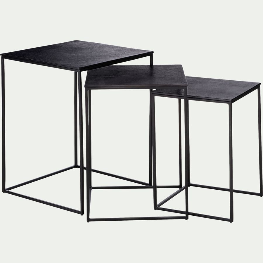 Tables basses gigognes carrées en métal - noir-LOSIN