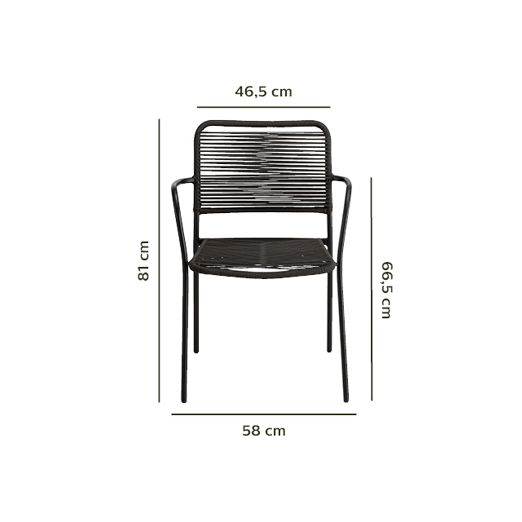 Chaise de jardin empilable avec accoudoirs en aluminium - noir-TALIS