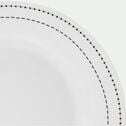 Lot de 4 assiettes plates en porcelaine avec liseré noir D27cm - blanc-MEDINE