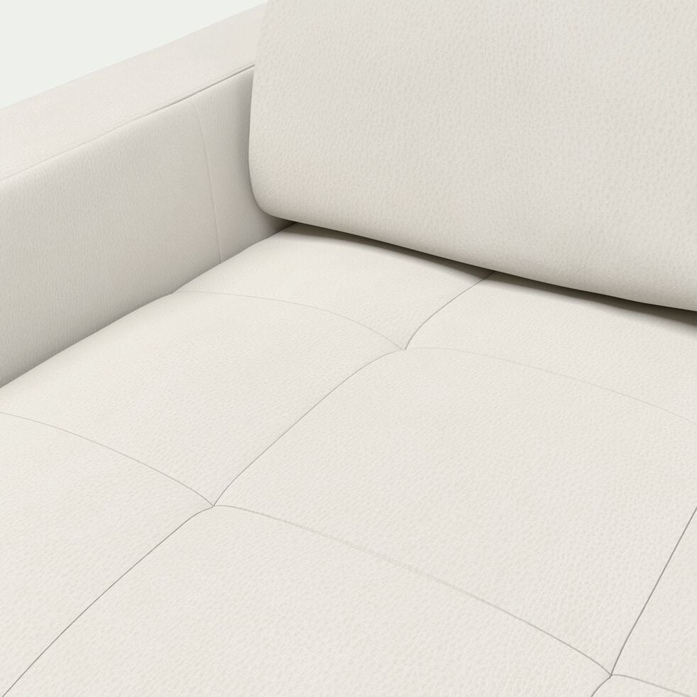 Canapé 2 places fixe en cuir avec accoudoirs 15cm - blanc-MAURO