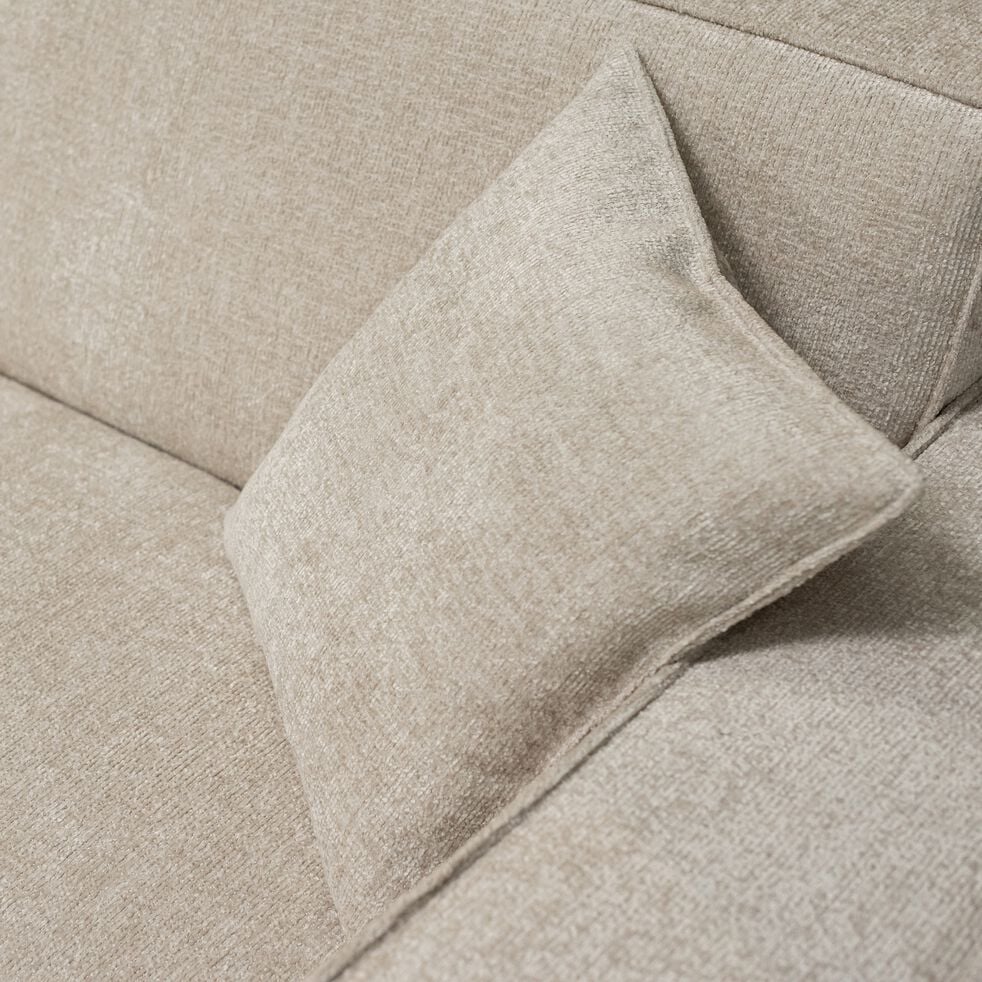 Canapé d'angle gauche fixe en tissu - beige-KUBO