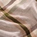 Plaid en laine et coton à carreaux finition franges 170x127cm - marron-CESIL