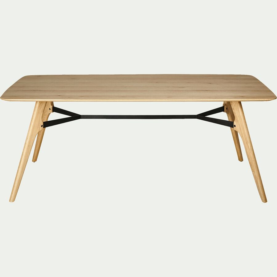 Table de repas rectangulaire bois et acier L200cm - bois clair (8 places)-FANETTE