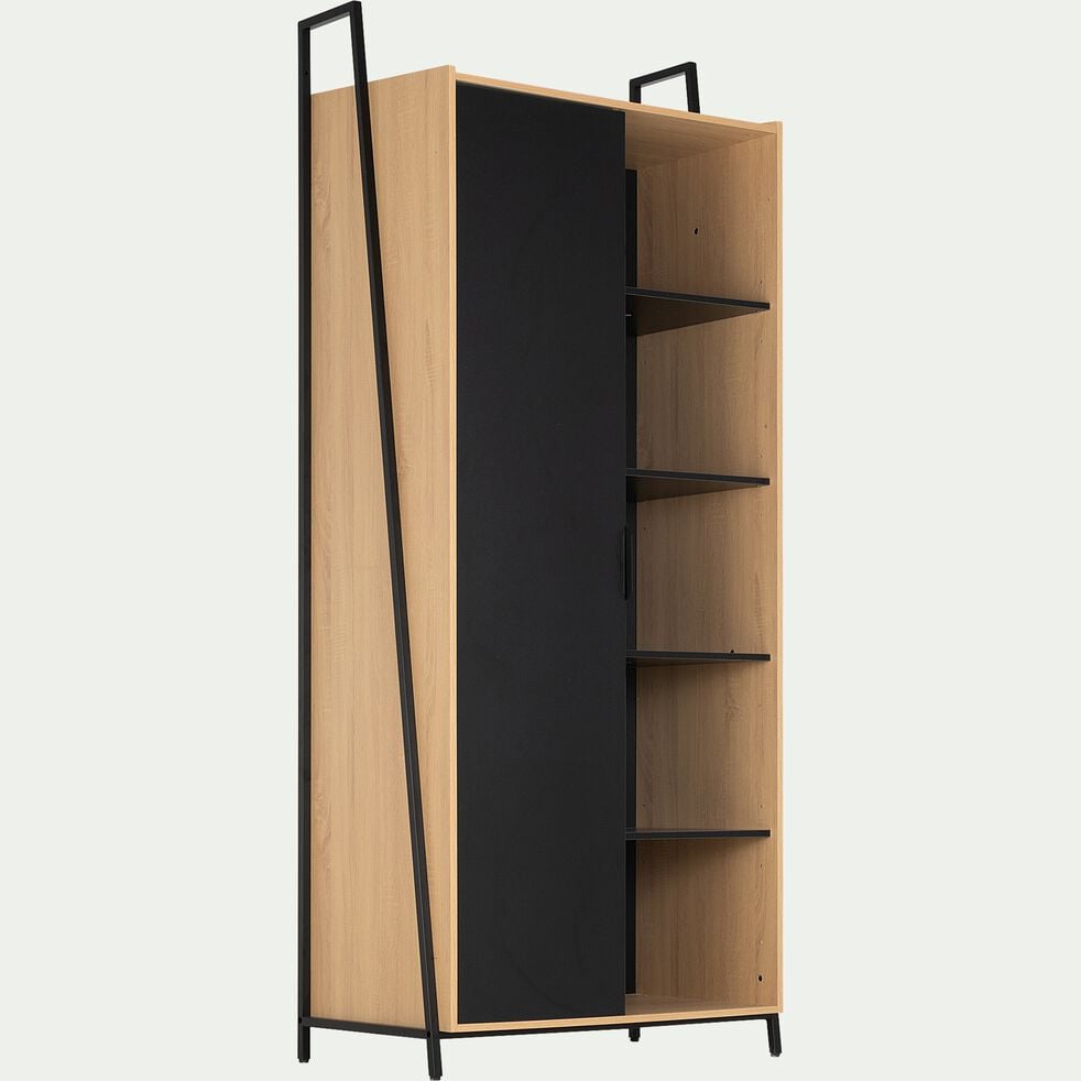 Armoire 1 Porte Bois Clair Et Metal Noir H221cm Henry Dressing Alinea Armoire 1 Porte Bois Clair Et Metal Noir H221cm Henry Dressing Alinea