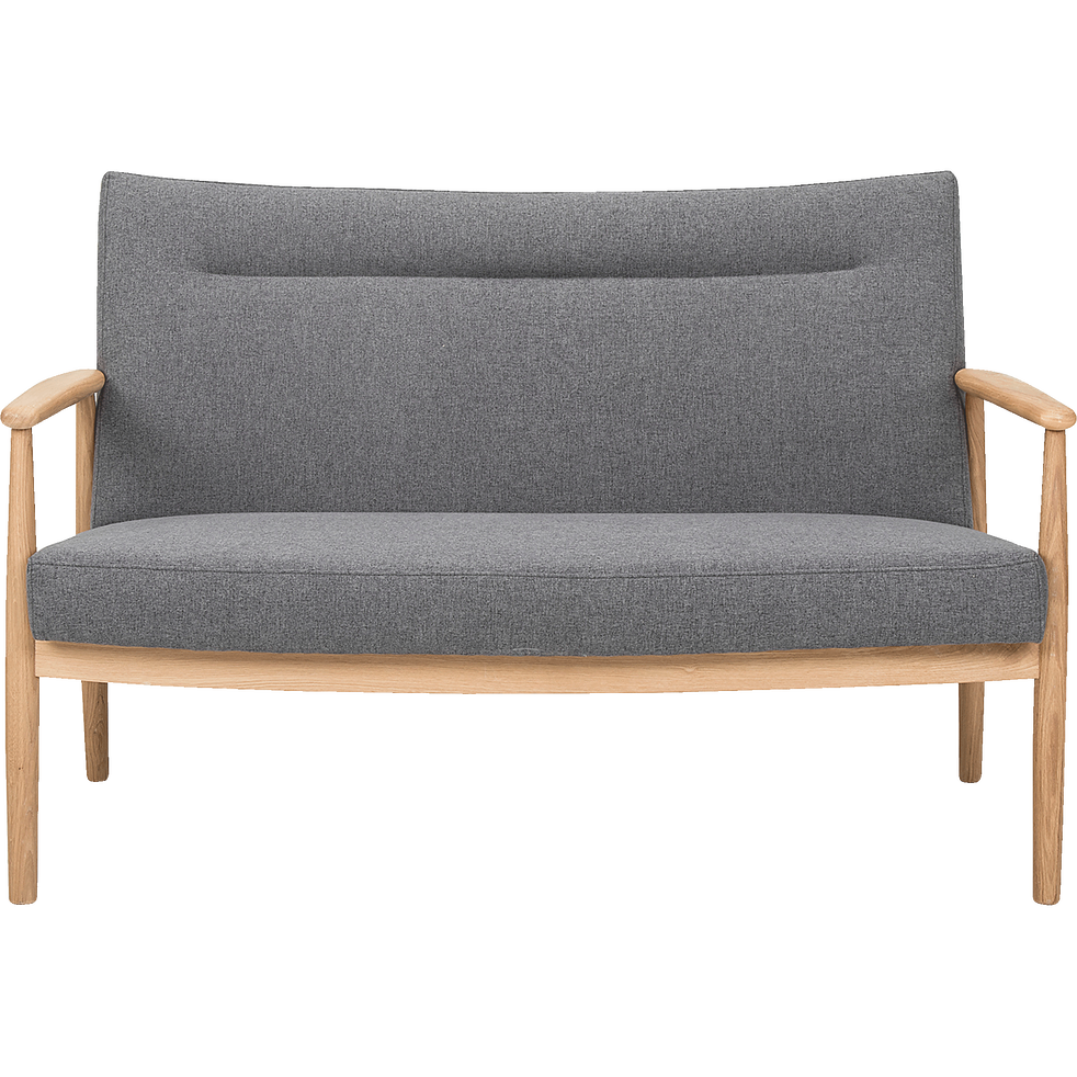 Anton Canapé 2 Places Fixe En Chêne Et Tissu Gris Chiné
