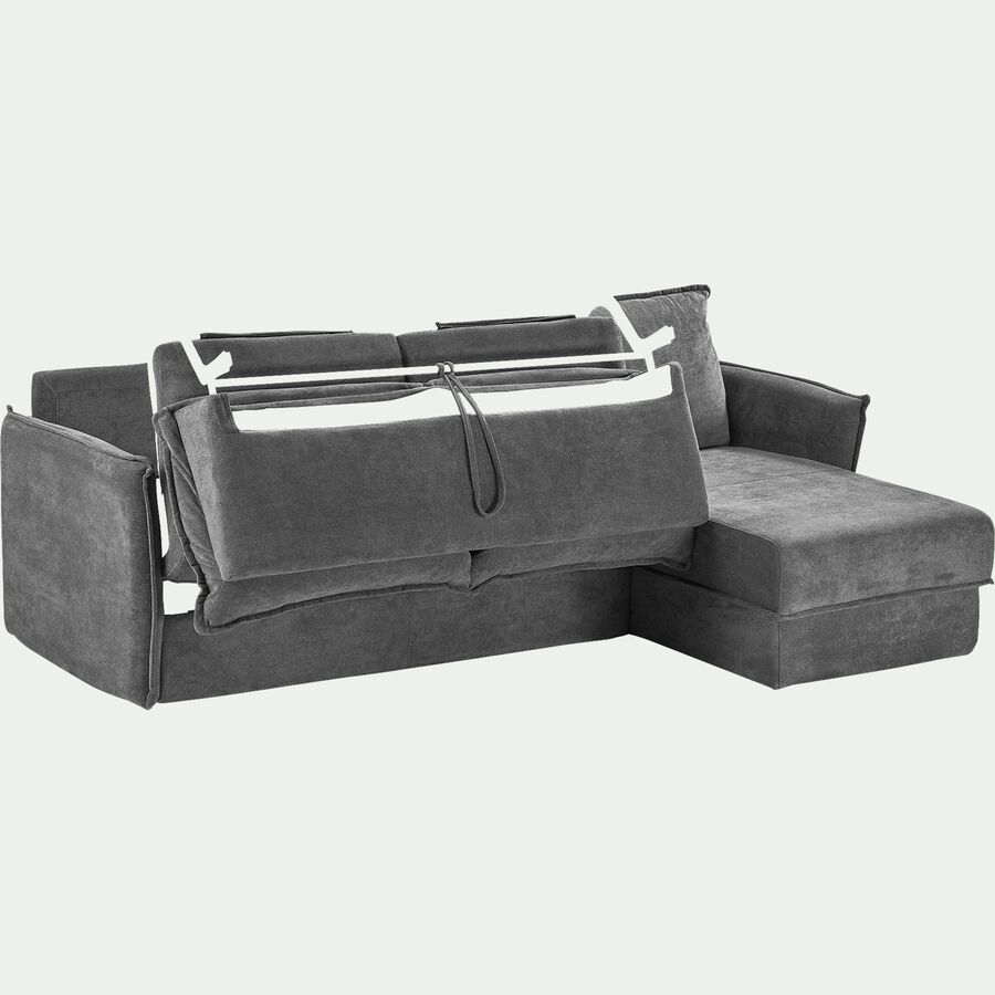 Canapé d'angle réversible convertible en tissu avec matelas densité 35kg/m3 - gris-MOYA
