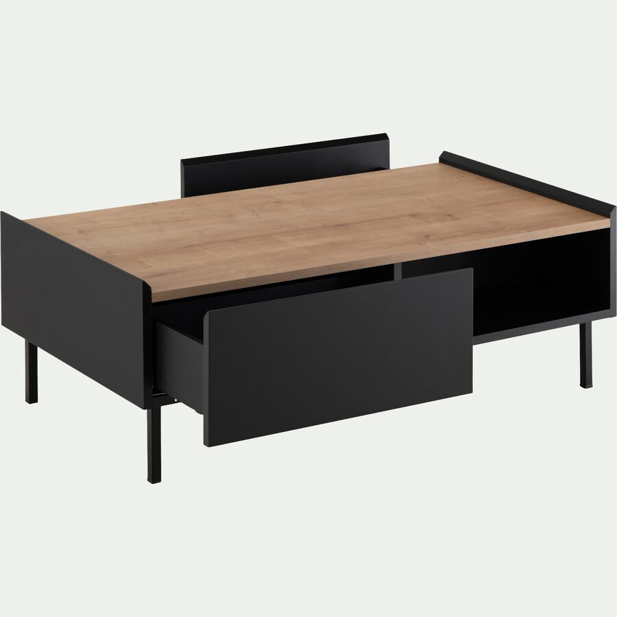 Table basse rectangulaire avec rangement L110xl62xH38cm - noir-MADIN