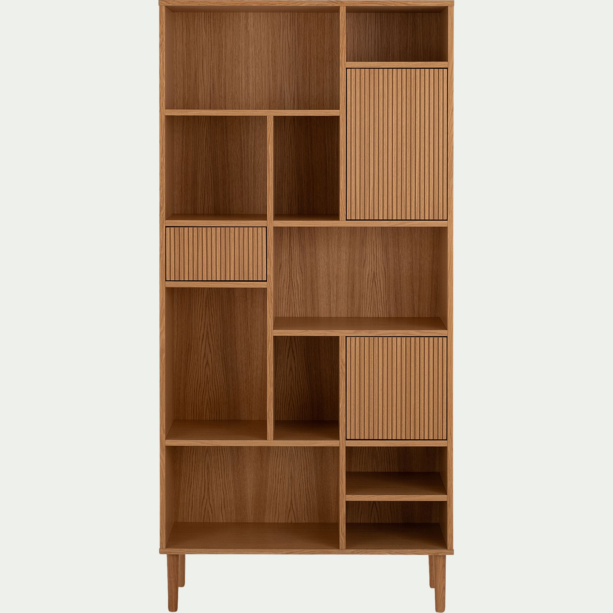 TALLIN - Bibliothèque déstructurée en bois L90xH190cm - bois clair