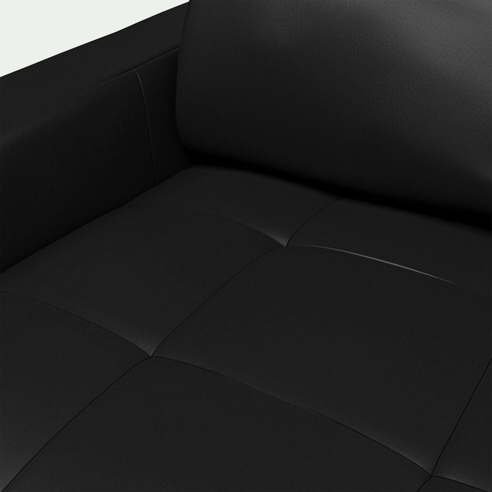 Canapé 2 places fixe en cuir avec accoudoirs 15cm - noir-MAURO