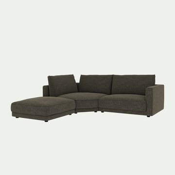 Canapé d'angle 4 places gauche en tissu tramé - gris calabrun-AUDES
