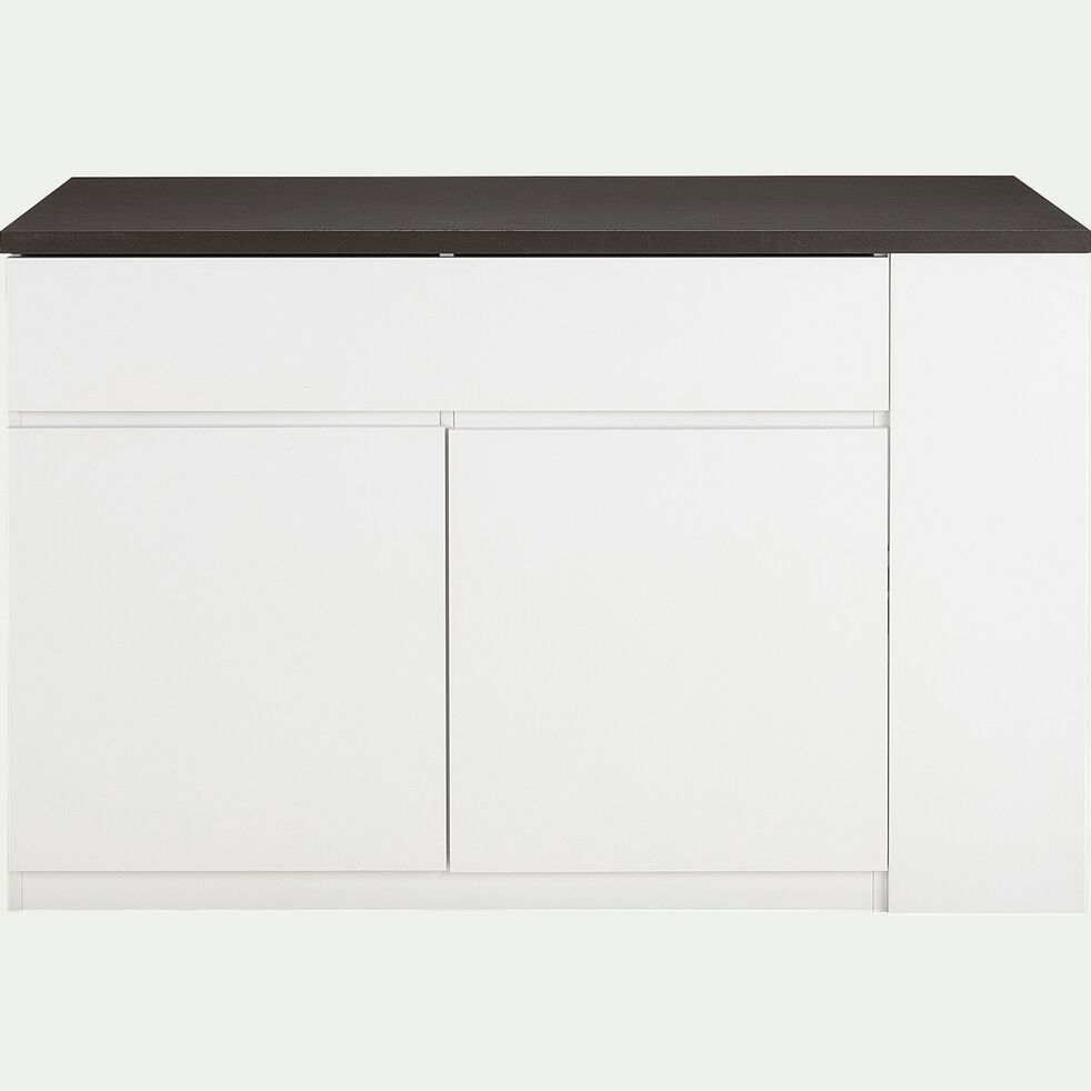 Bar Ilot Central Rangement Reversible Blanc Plateau Gris Aux