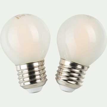 Lot de 2 ampoules LED E27 sphère lumière chaude - blanc-STANDARD