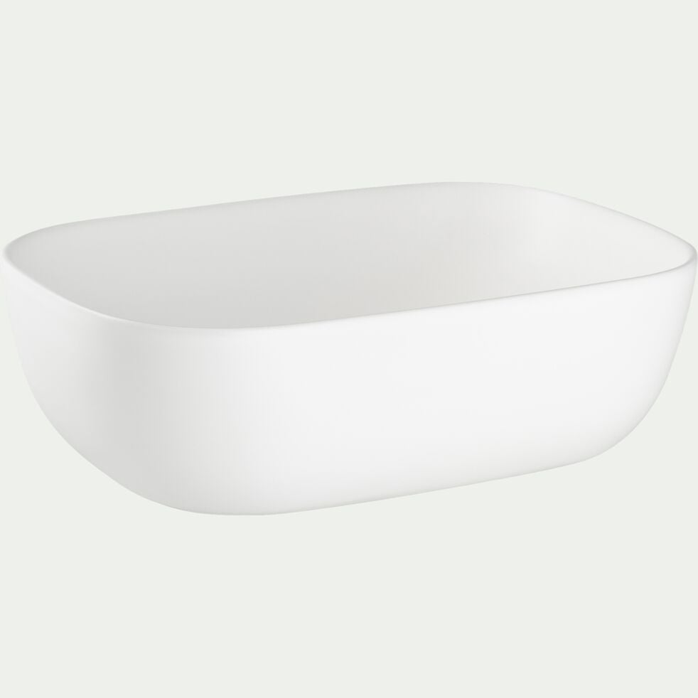 Vasque de salle de bains rectangulaire en céramique - blanc-KAREN