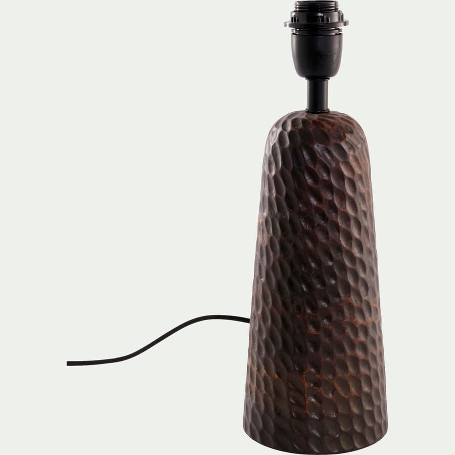 Pied de lampe électrifié en bois de manguier H40cm - marron foncé-MOVY