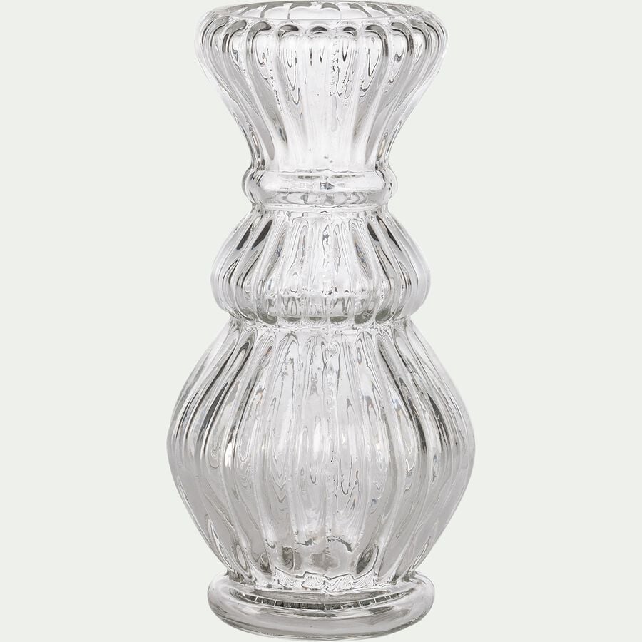 Vase contemporain en verre H16,5cm - transparent-HUMOLIZA