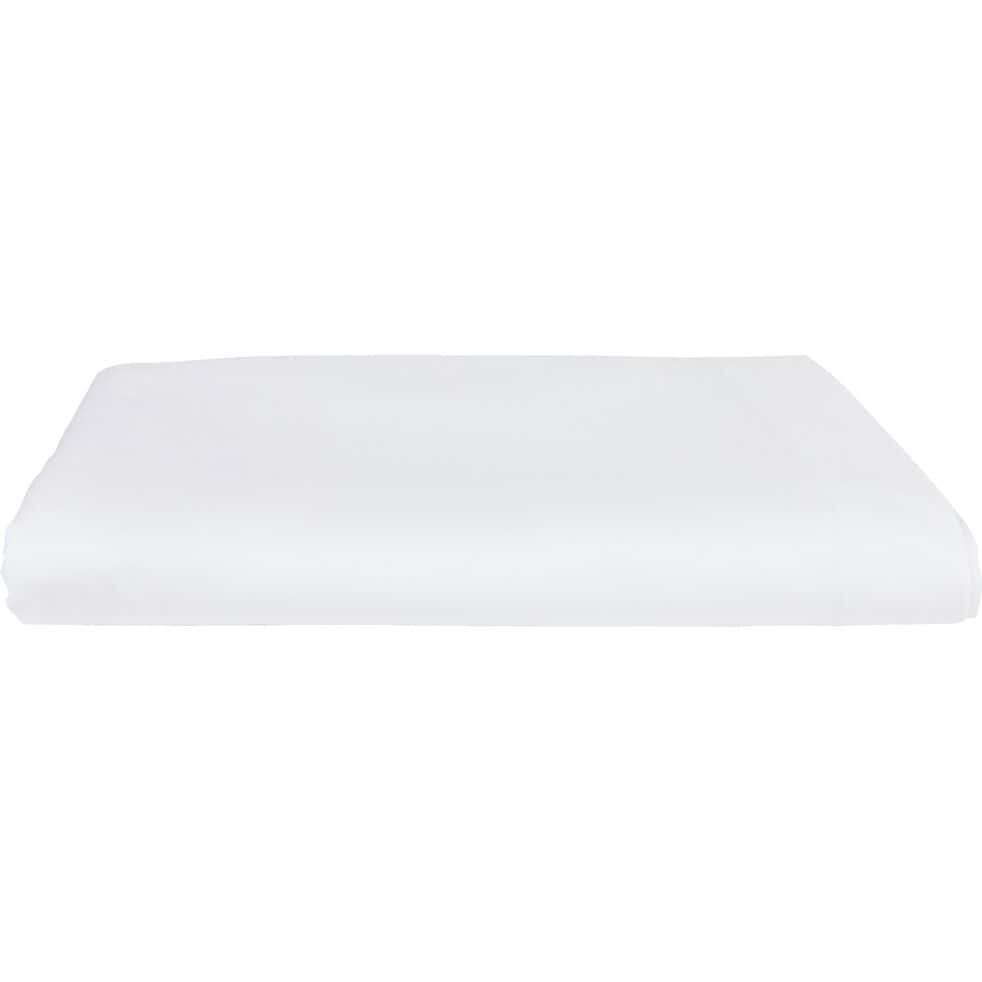 Drap plat en percale de coton 270x300- blanc - FLORE - al