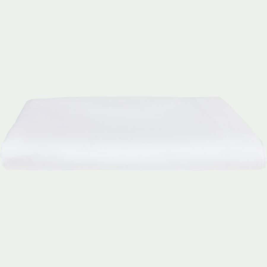 Drap plat en percale de coton 270x300- blanc-FLORE