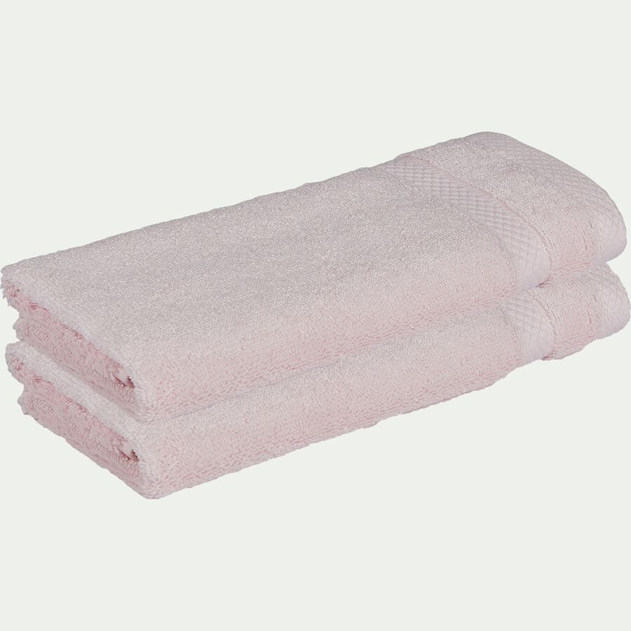 Lot de 2 serviettes invité en coton peigné - rose simo 30x50cm-AZUR