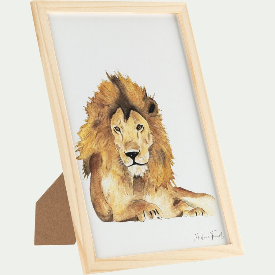 Image aquarelle encadrée Lion - A4-LION
