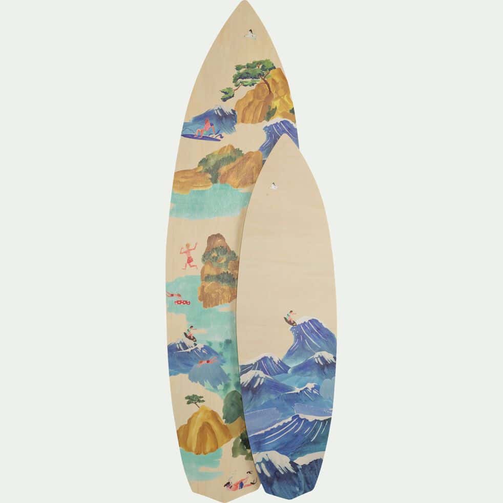 Planche de surf décorative motif vague H100cm - bleu-SORMIOU