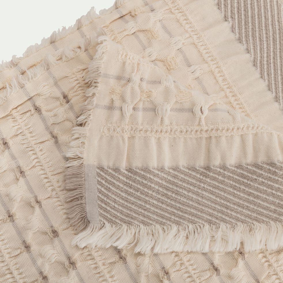 Couvre-lit en coton 130x170cm points fantaisies - blanc écru-ELBA
