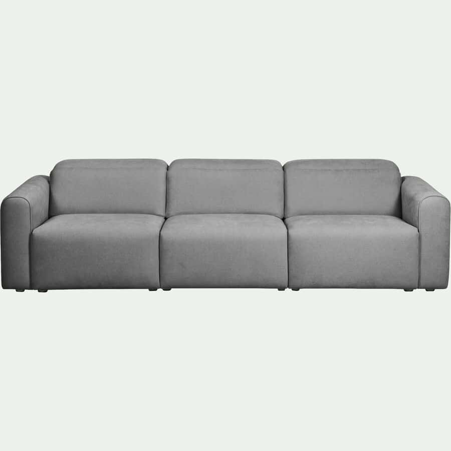 Canapé 5 places relax droit en tissu - gris moyen-SACHA