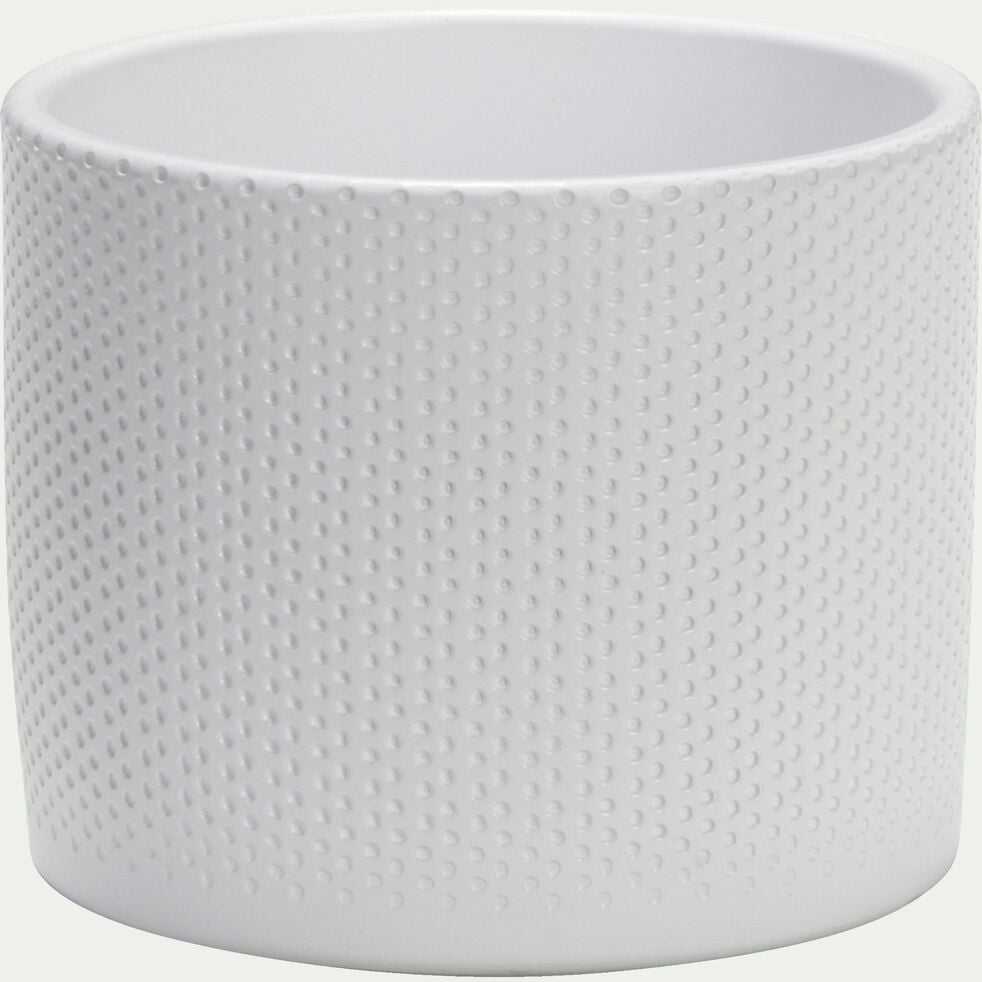 Pot en céramique blanc - H14,5xD17,5cm-ERA
