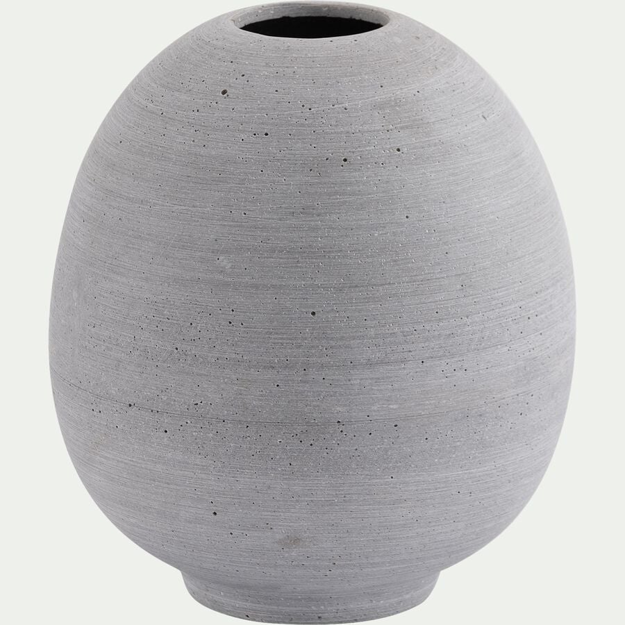 Vase boule en polystone effet béton H17cm - gris-CALCIS