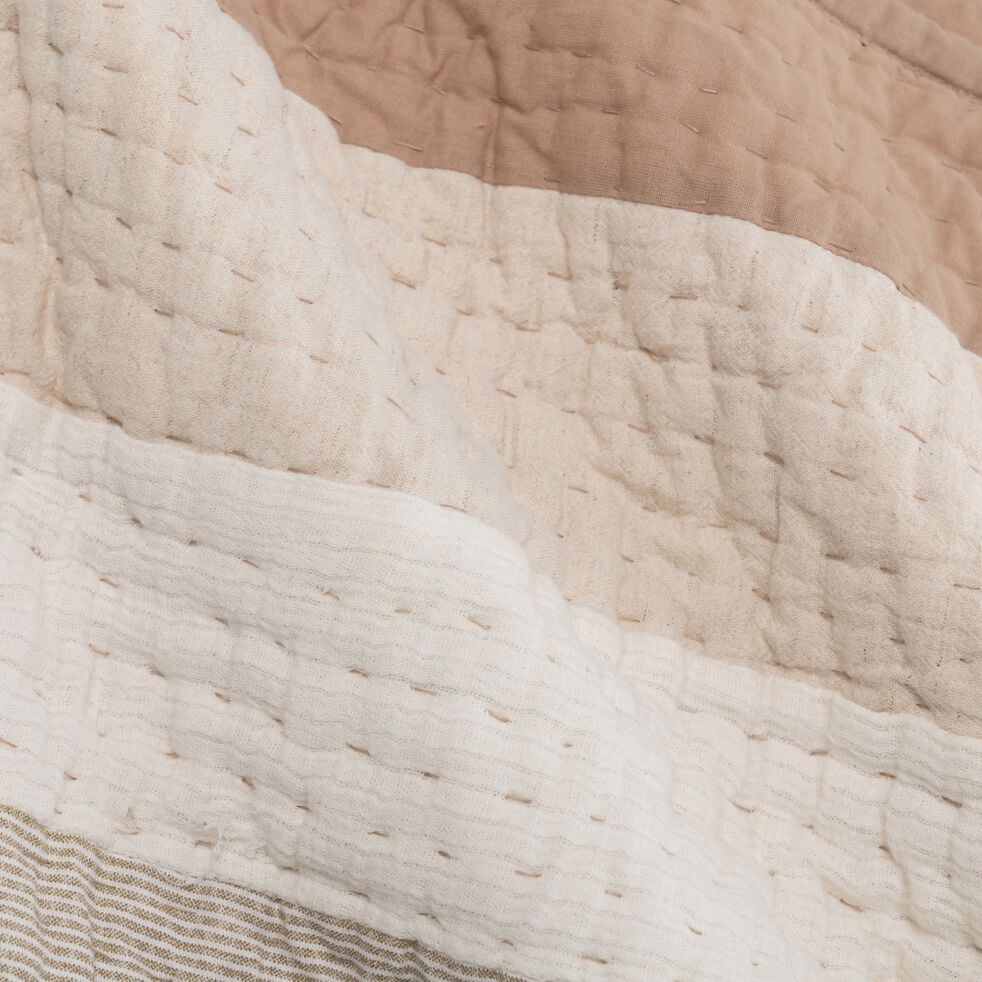 Couvre-lit  patchwork en coton 230x250cm - beige-CAMINO
