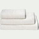 Drap de bain brodé en coton - blanc ventoux 100x150cm-ROMANE