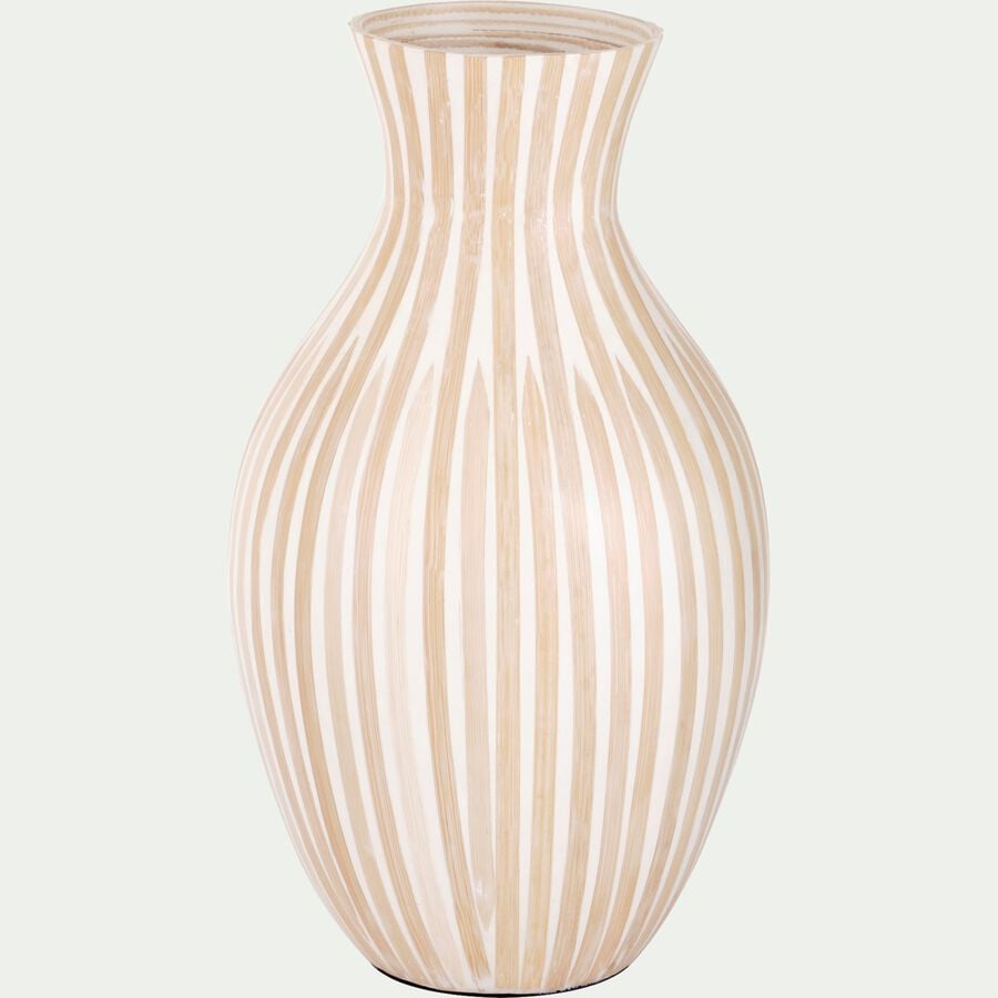 Vase rayé en bambou D25xH41cm - blanc-LAPSANA