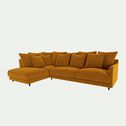 Canapé d'angle gauche fixe en velours - jaune argan-LENITA