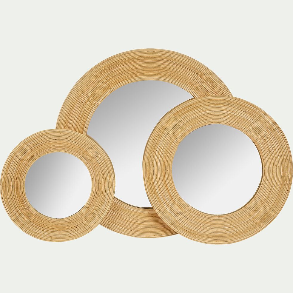 Miroir rond en bois naturel D30,5cm-ASTER