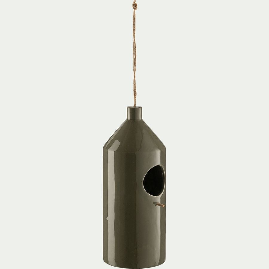 Mangeoire à oiseaux en céramique - vert D11xH30cm-PRISCA